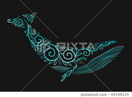 Wild Whale with Ethnic Ornaments - Stock Illustration [64199125] - PIXTA
