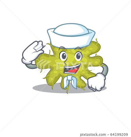 Sailor cartoon character of bacterium with white hat 64199209