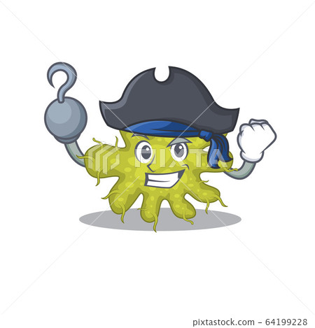 Bacterium cartoon design style as a Pirate with hook hand and a hat 64199228