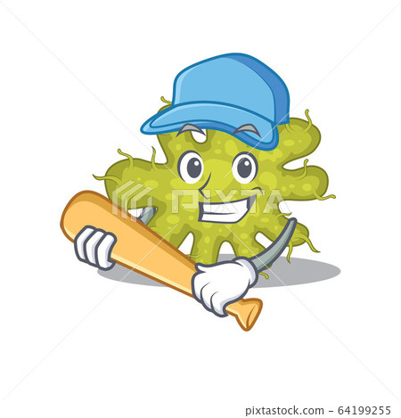 Picture of bacterium cartoon character playing baseball 64199255