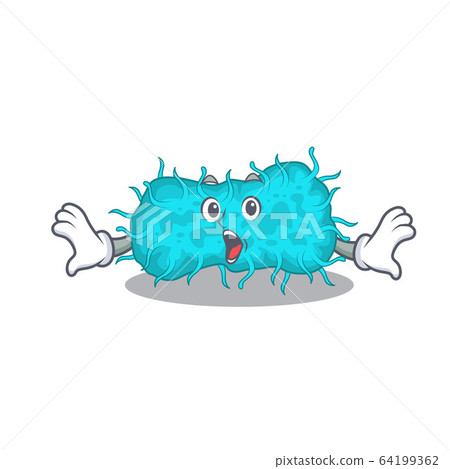 Cartoon design style of bacteria prokaryote has a surprised gesture 64199362