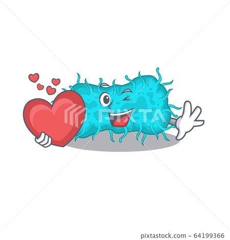 A sweet bacteria prokaryote cartoon character style with a heart 64199366