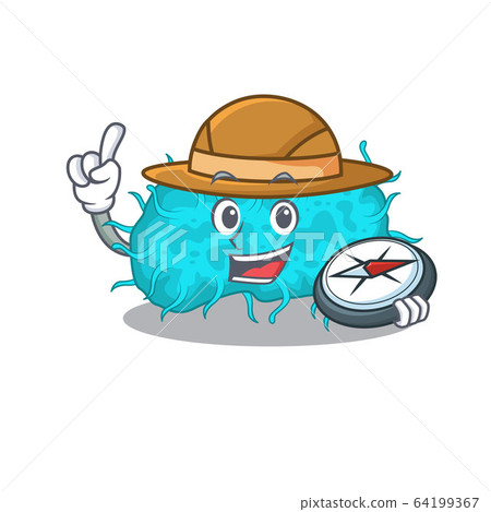 mascot design concept of bacteria prokaryote explorer with a compass 64199367