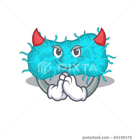 bacteria prokaryote dressed as devil cartoon character design style 64199378