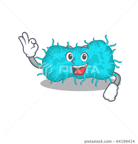 bacteria prokaryote mascot design style with an Okay gesture finger 64199414