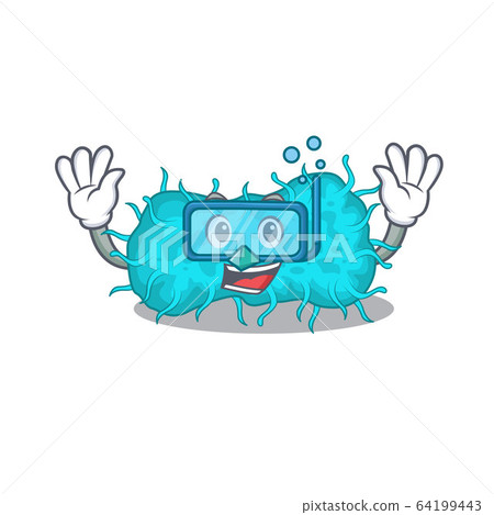 bacteria prokaryote mascot design concept wearing diving glasses bacteria prokaryote mascot design concept wearing diving glasses 64199443