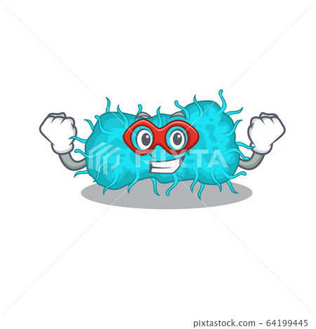 A cartoon character of bacteria prokaryote performed as a Super hero 64199445