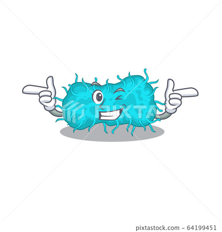 Cartoon design concept of bacteria prokaryote with funny wink eye 64199451