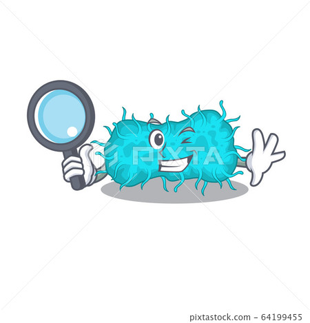 Smart Detective of bacteria prokaryote mascot design style with tools Smart Detective of bacteria prokaryote mascot design style with tools 64199455