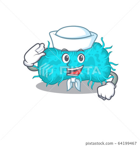 Sailor cartoon character of bacteria prokaryote with white hat Sailor cartoon character of bacteria prokaryote with white hat 64199467