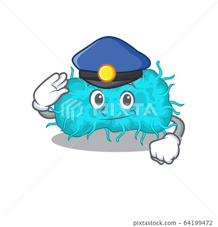 Police officer mascot design of bacteria prokaryote wearing a hat Police officer mascot design of bacteria prokaryote wearing a hat 64199472