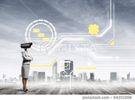 Concept of security and privacy protection with camera headed wo 64201006
