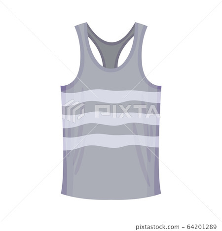 Grey Tank Top or Sleeveless Sport Shirt as Male Clothing Item Vector Illustration 64201289