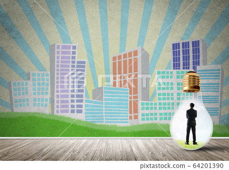Businessman trapped in bulb 64201390