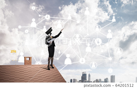 Concept of security and privacy protection with camera headed wo Concept of security and privacy protection with camera headed wo 64201512