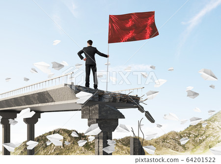 Man with flag presenting leadership concept. Man with flag presenting leadership concept. 64201522