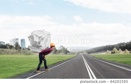 Engineer man carry load Engineer man carry load 64201593