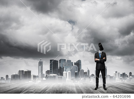 Concept of security and privacy protection with camera headed ma Concept of security and privacy protection with camera headed ma 64201696