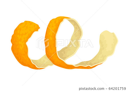 Thin Mandarin Skin Twisted in Spiral Shape Isolated on White Background Vector Illustration Thin Mandarin Skin Twisted in Spiral Shape Isolated on White Background Vector Illustration 64201759