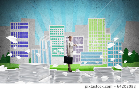 Successful confident business woman in suit. 64202088