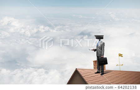 Concept of home security and privacy protection with camera head 64202138