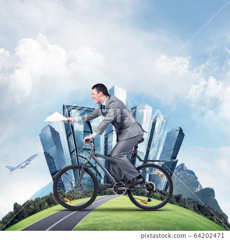 Businessman with paper documents in hand 64202471