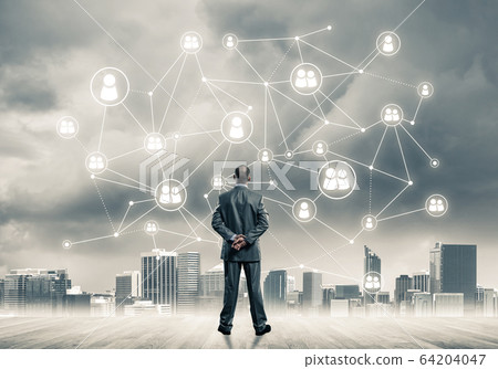 Social connection concept drawn on screen as symbol for teamwork Social connection concept drawn on screen as symbol for teamwork 64204047