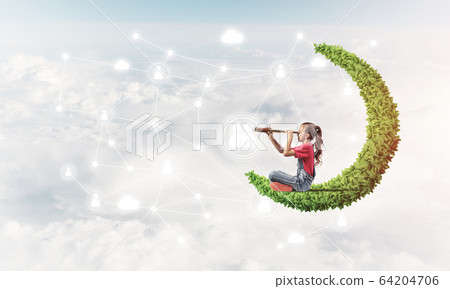 Idea of children Internet communication or online playing and pa 64204706