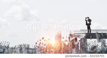 Man in suit looking up for new ideas. Man in suit looking up for new ideas. 64204793