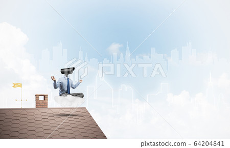 Concept of security and privacy protection with camera headed ma Concept of security and privacy protection with camera headed ma 64204841