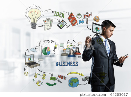 Front view of man in business suit and tie Front view of man in business suit and tie 64205017