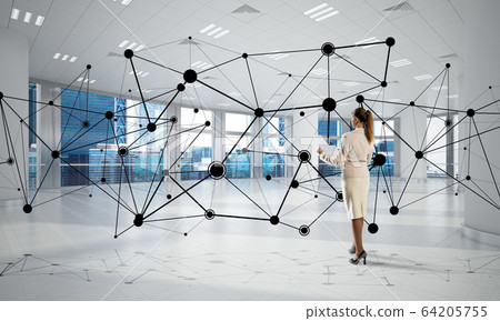Networking and social communication concept as effective point for modern business Networking and social communication concept as effective point for modern business 64205755