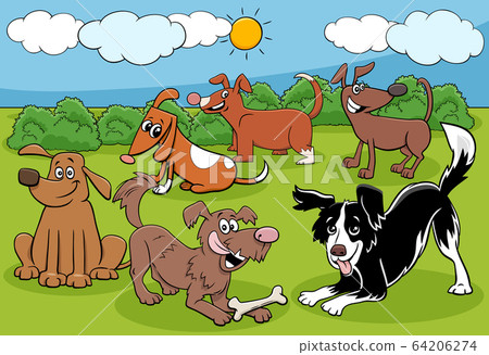 cartoon dogs an puppies characters group 64206274
