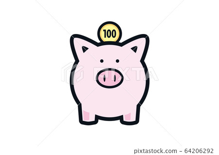 可愛的小豬存錢罐的插圖 64206292