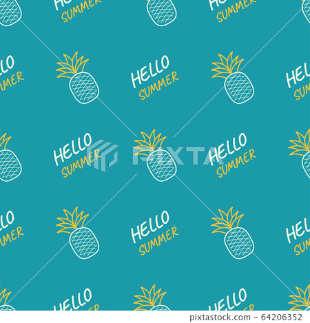 Hello summer concept with pineapple seamless pattern background. Hello summer concept with pineapple seamless pattern background. 64206352