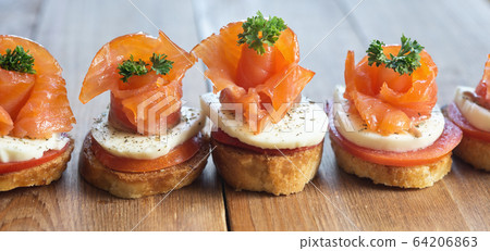 canapes with red fish canapes with red fish 64206863