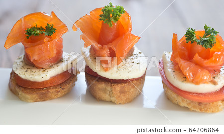 canapes with red fish canapes with red fish 64206864