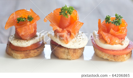 canapes with red fish canapes with red fish 64206865