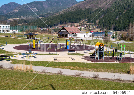 Closed children playground due Coronavirus 64206905