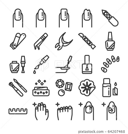 Nail art icon set Nail art icon set 64207468