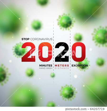 2020 Stop Coronavirus Design with Falling Covid-19 Virus Cell on Light Background. Vector 2019-ncov Corona Virus Outbreak Illustration. Stay Home, Stay Safe, Wash Hand and Distancing. 2020 Stop Coronavirus Design with Falling Covid-19 Virus Cell on Light Background. Vector 2019-ncov Corona Virus Outbreak Illustration. Stay Home, Stay Safe, Wash Hand and Distancing. 64207719