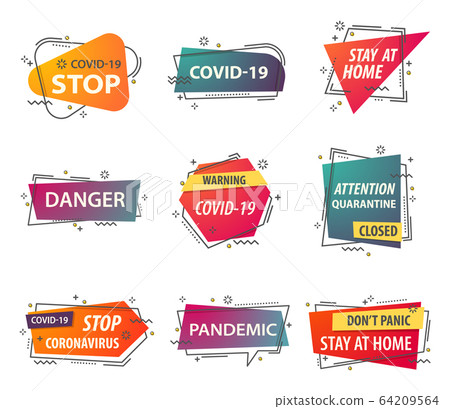 Oronavirus quarantine warning, Stay Home signs vector 64209564