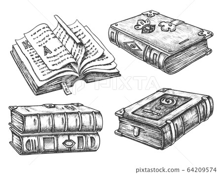 Set of isolated vintage books. Hardcover literature Set of isolated vintage books. Hardcover literature 64209574