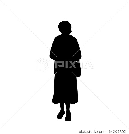 Silhouette of grandmother with bag Silhouette of grandmother with bag 64209802