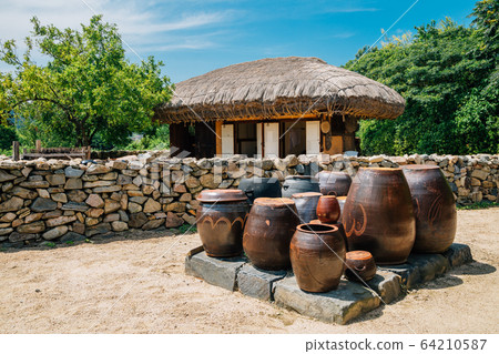 Jangdokdae, jars and Korean old traditional house Jangdokdae, jars and Korean old traditional house 64210587