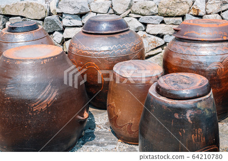 Jangdokdae Korean traditional food jar at Haemieupseong Fortress in Seosan, Korea Jangdokdae Korean traditional food jar at Haemieupseong Fortress in Seosan, Korea 64210780