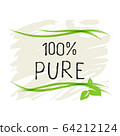Eco food label and high quality product badges. Bio healthy organic, 100 bio and natural product icon. Emblems for cafe, packaging etc. Vector 64212124