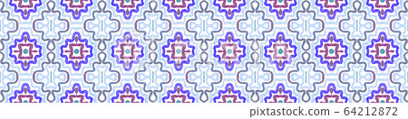Blue Seamless Border Scroll. Geometric Watercolor Blue Seamless Border Scroll. Geometric Watercolor 64212872