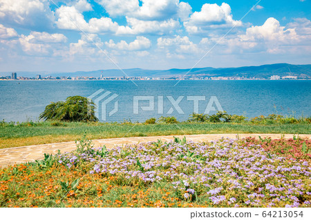 Black sea and seaside park in Nessebar, Bulgaria Black sea and seaside park in Nessebar, Bulgaria 64213054