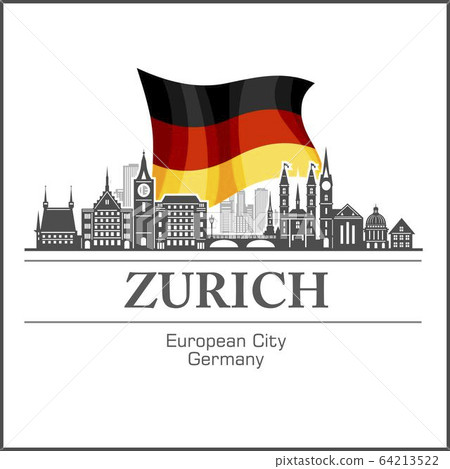 Zurich City skyline black and white silhouette. Vector illustration. Zurich City skyline black and white silhouette. Vector illustration. 64213522